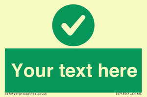 Custom green background, green circle with tick